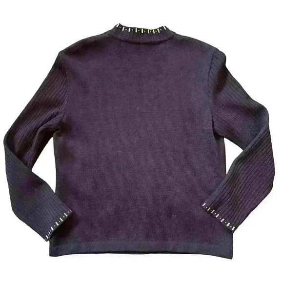 Vtg St John Collection Plum Purple Studded Embellished Mock Neck Sweater Knit 6 - Picture 2 of 5